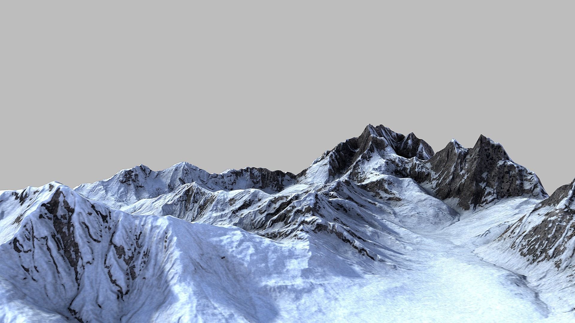 Snow Mountain Terrain Low-poly 3D model_2