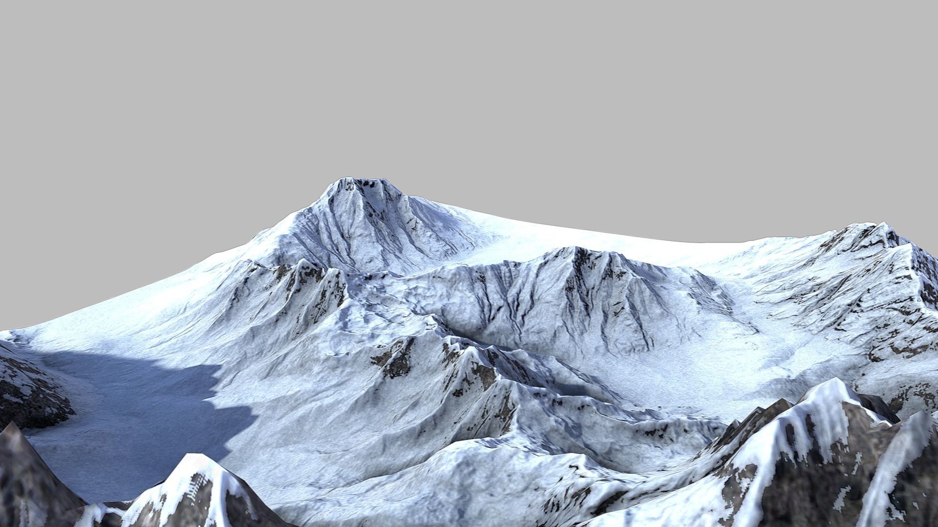 Snow Mountain Terrain Low-poly 3D model_4