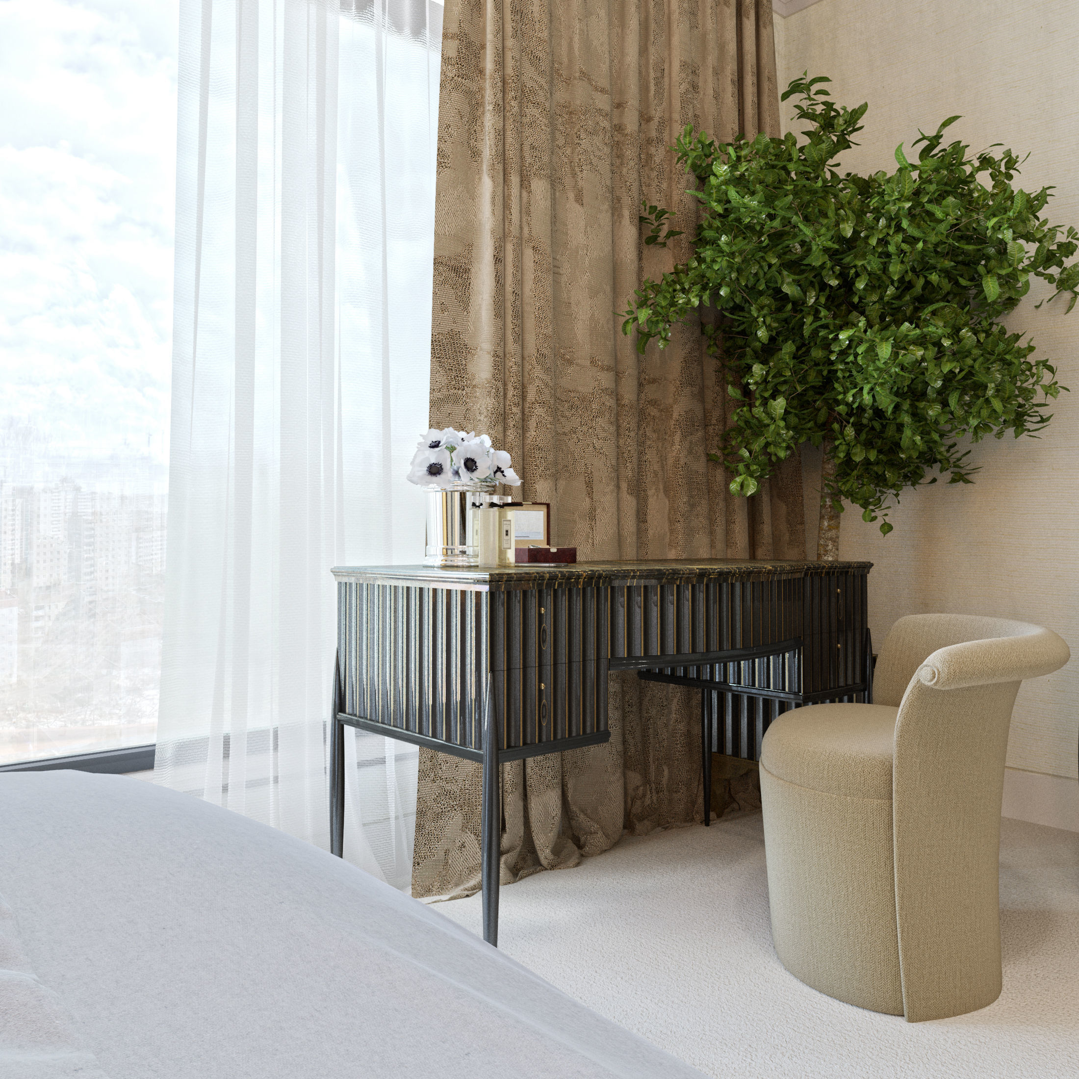 Art Deco desk 3D model_2