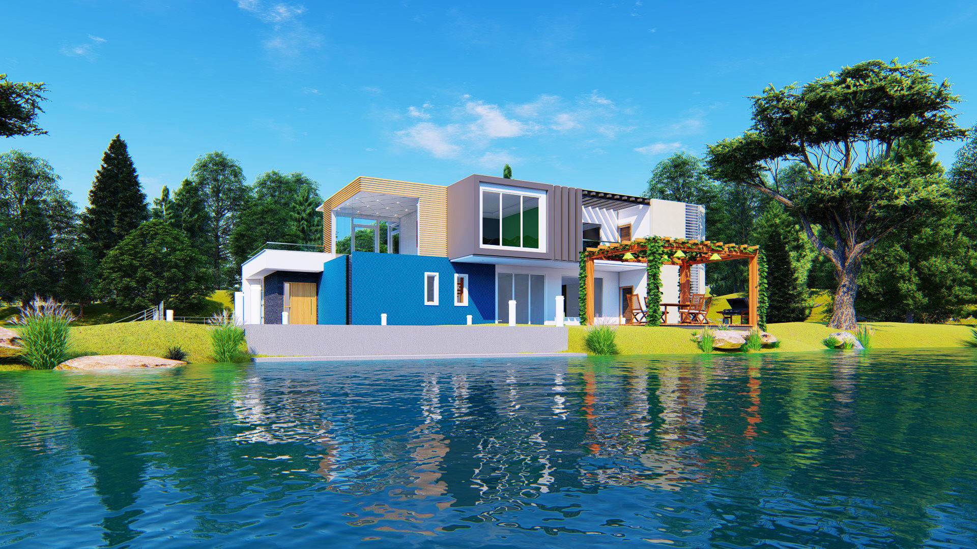 Lake Side House 3D model_1