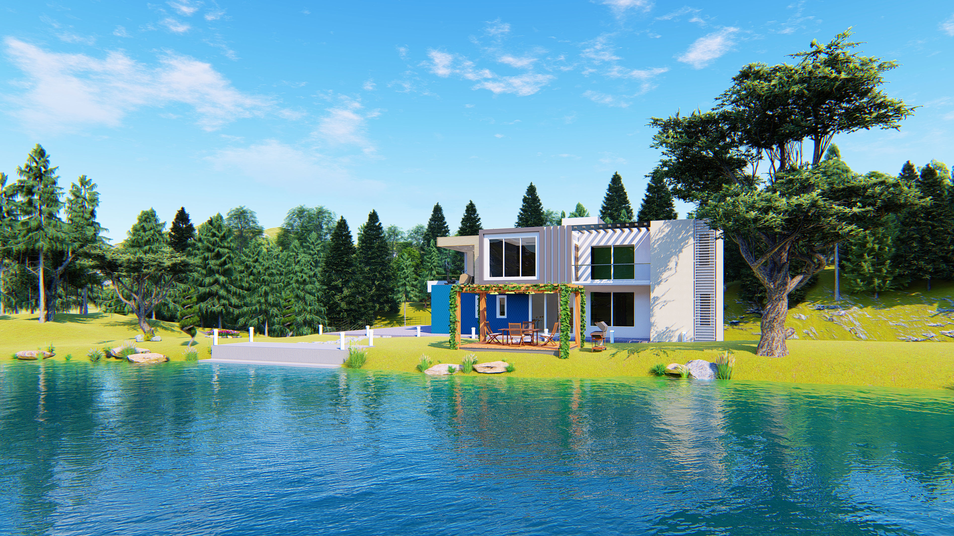 Lake Side House 3D model_2