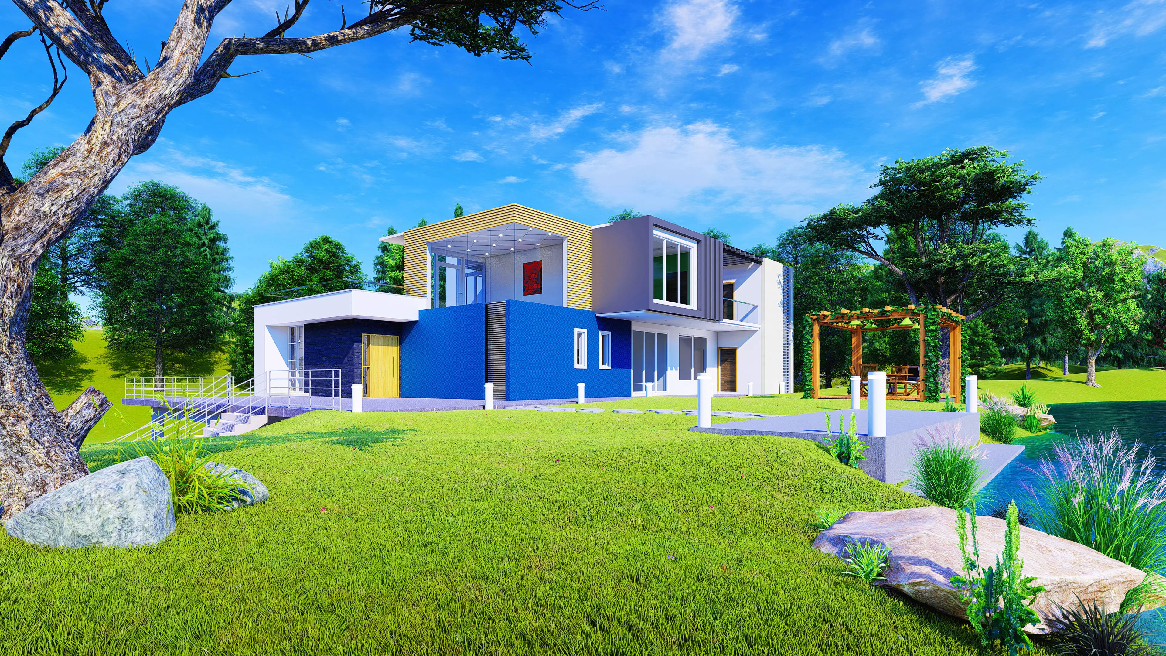Lake Side House 3D model_0