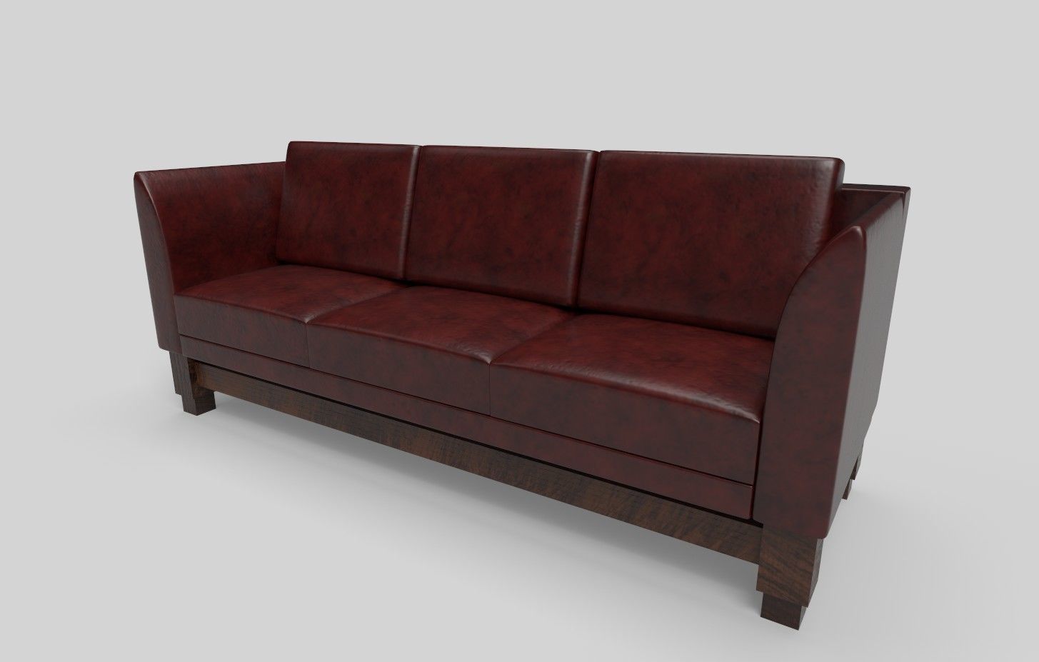 Leather Sofa Set Low-poly 3D model_2