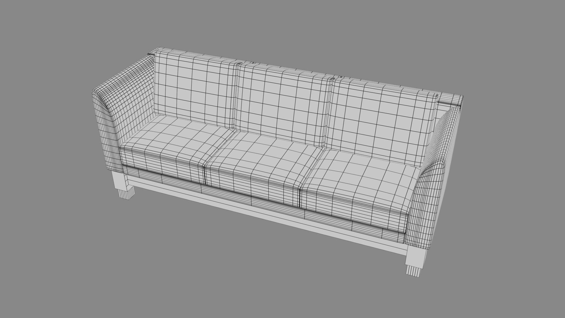 Leather Sofa Set Low-poly 3D model_3