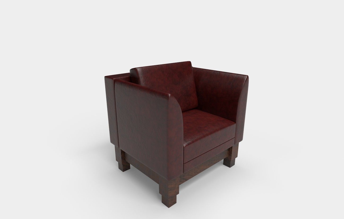 Leather Sofa Set Low-poly 3D model_6
