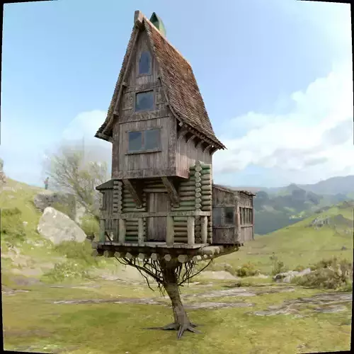 Medieval Fantasy house  Low-poly 3D model