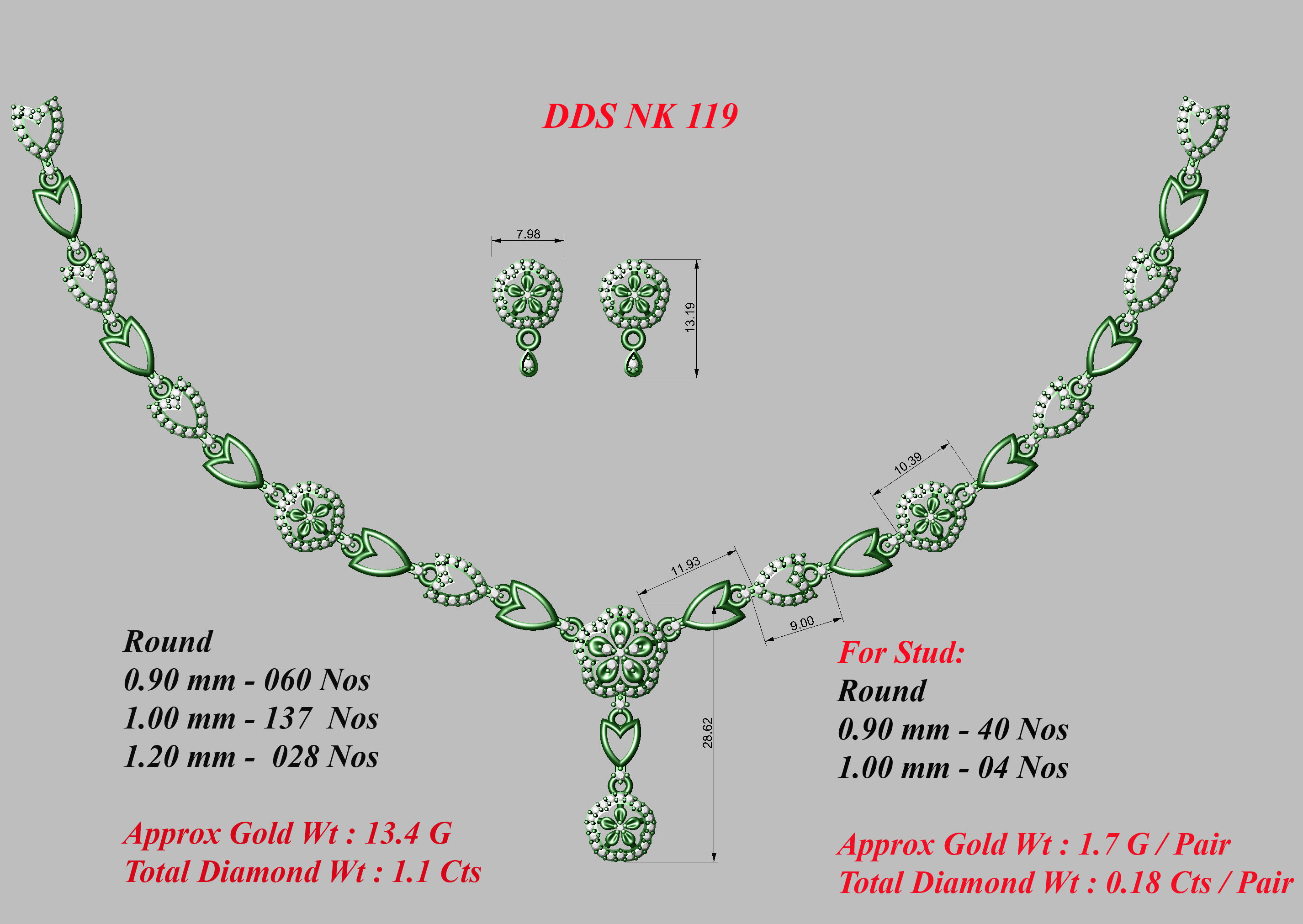 30 Women necklace-earrings set 3dm stl bulk collection  3D print model_41