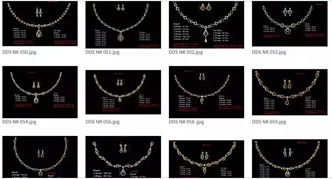 30 Women necklace-earrings set 3dm stl bulk collection  3D print model