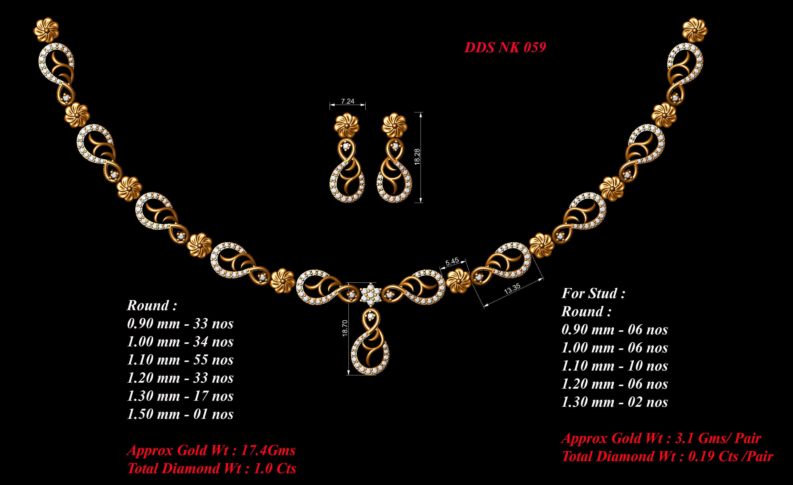 30 Women necklace-earrings set 3dm stl bulk collection  3D print model_12