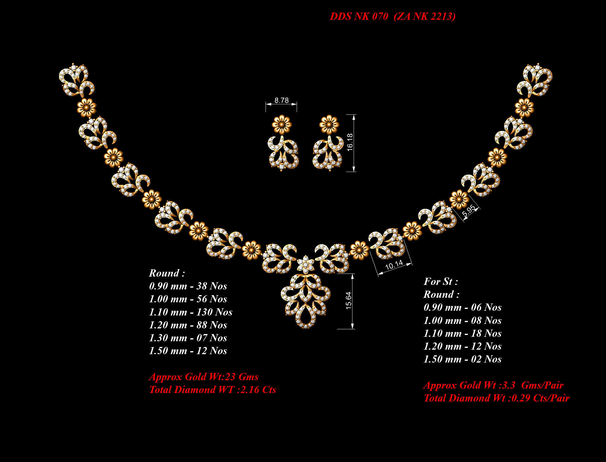 30 Women necklace-earrings set 3dm stl bulk collection  3D print model_21