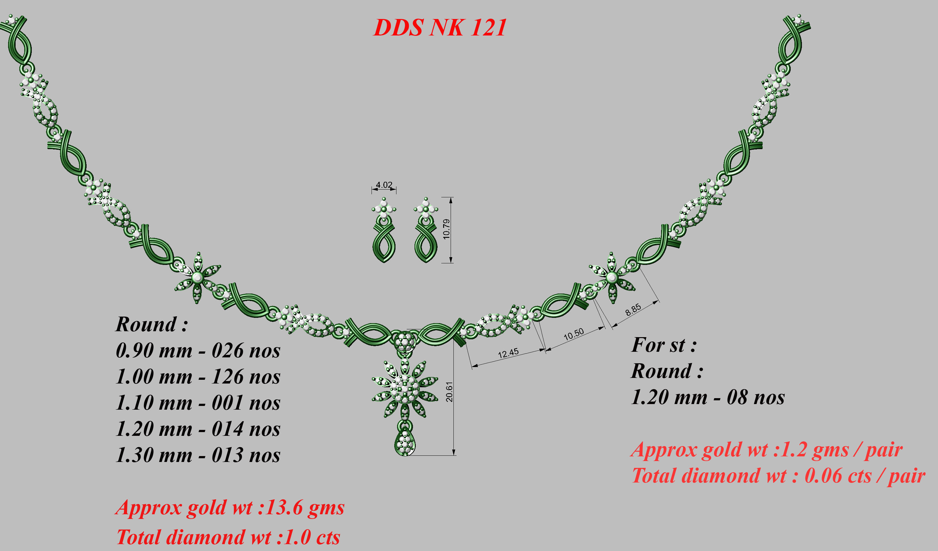30 Women necklace-earrings set 3dm stl bulk collection  3D print model_43