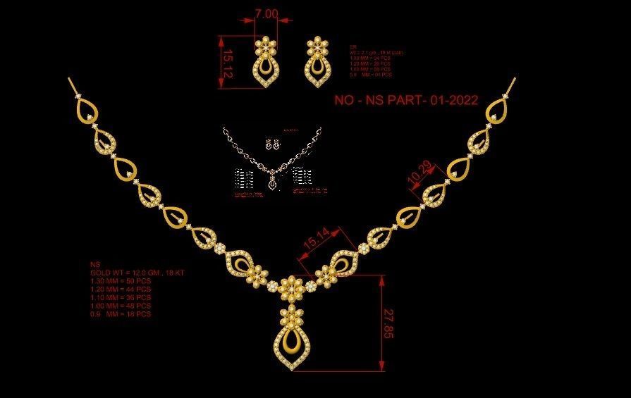 30 Women necklace-earrings set 3dm stl bulk collection  3D print model_55