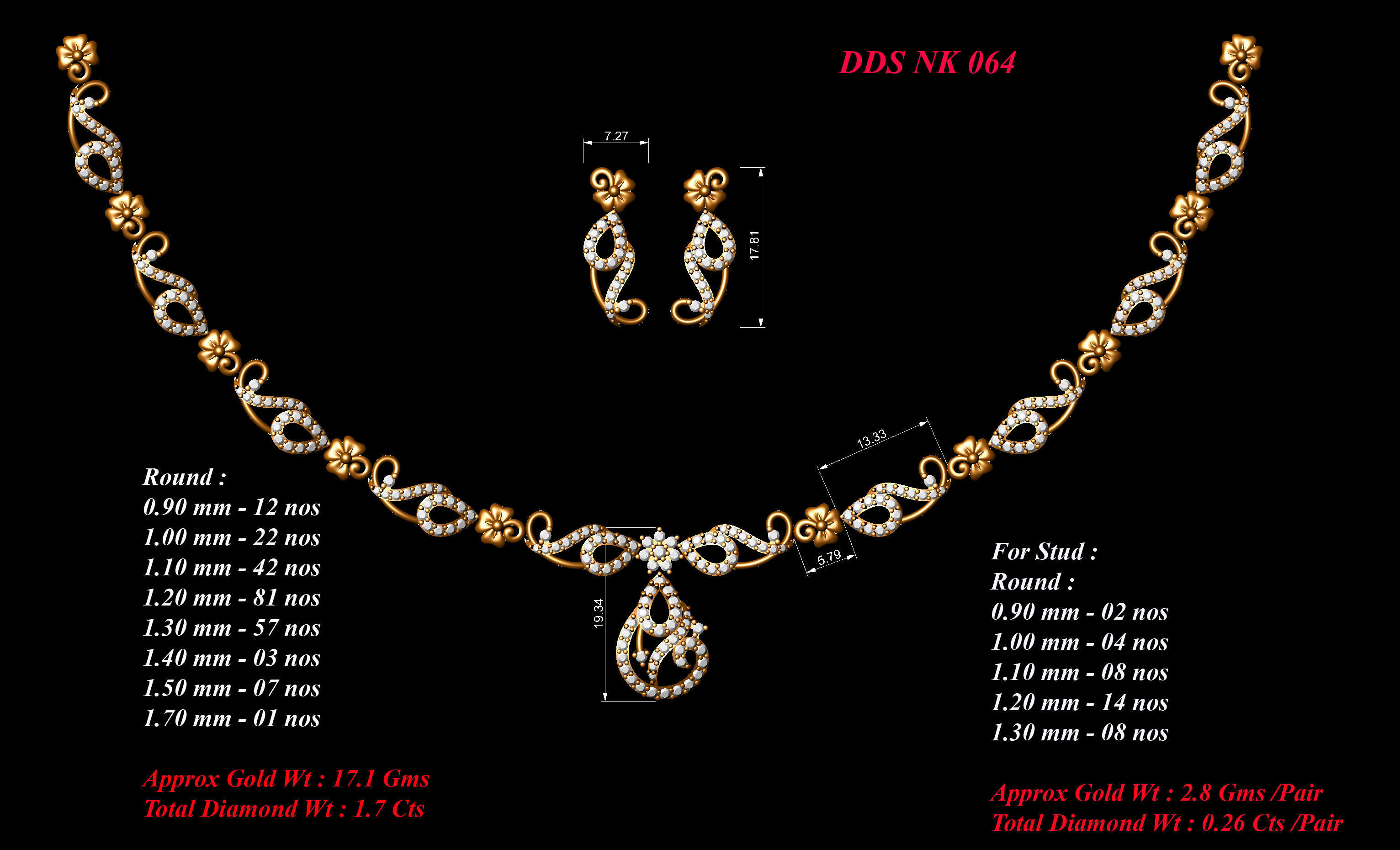 30 Women necklace-earrings set 3dm stl bulk collection  3D print model_16