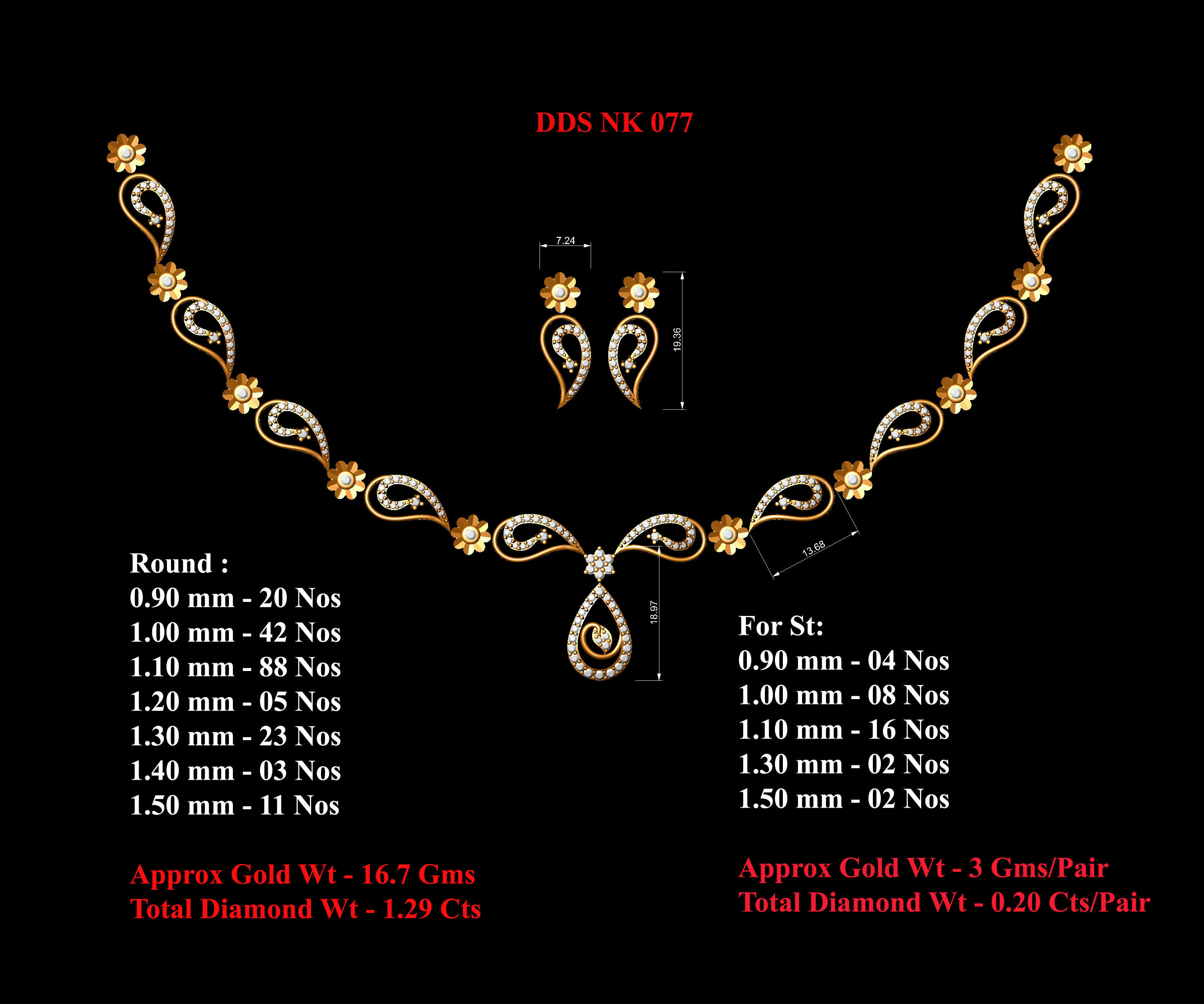 30 Women necklace-earrings set 3dm stl bulk collection  3D print model_27