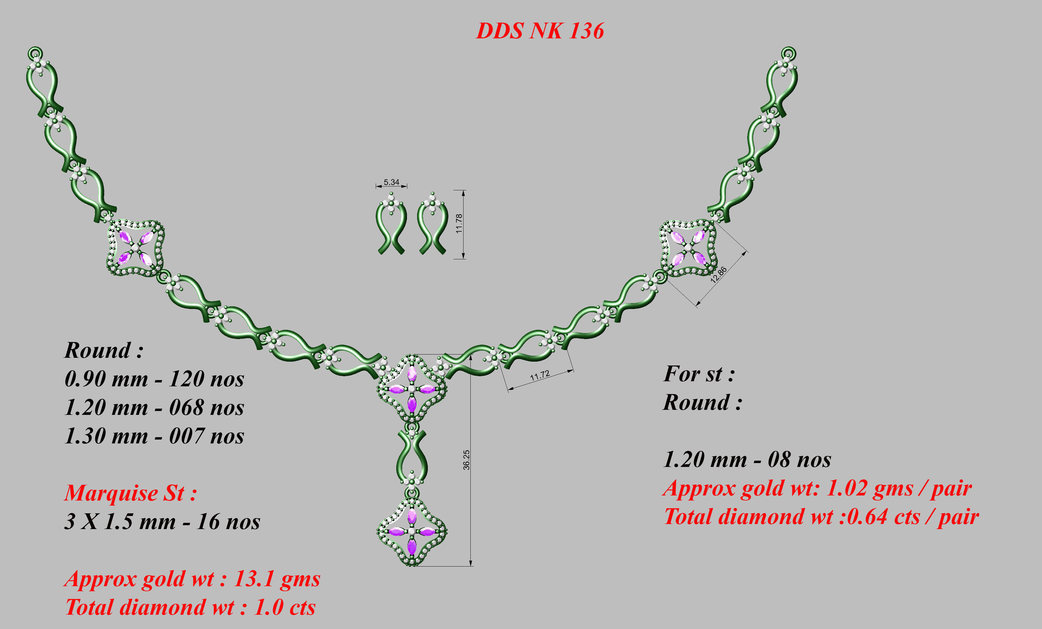 30 Women necklace-earrings set 3dm stl bulk collection  3D print model_54