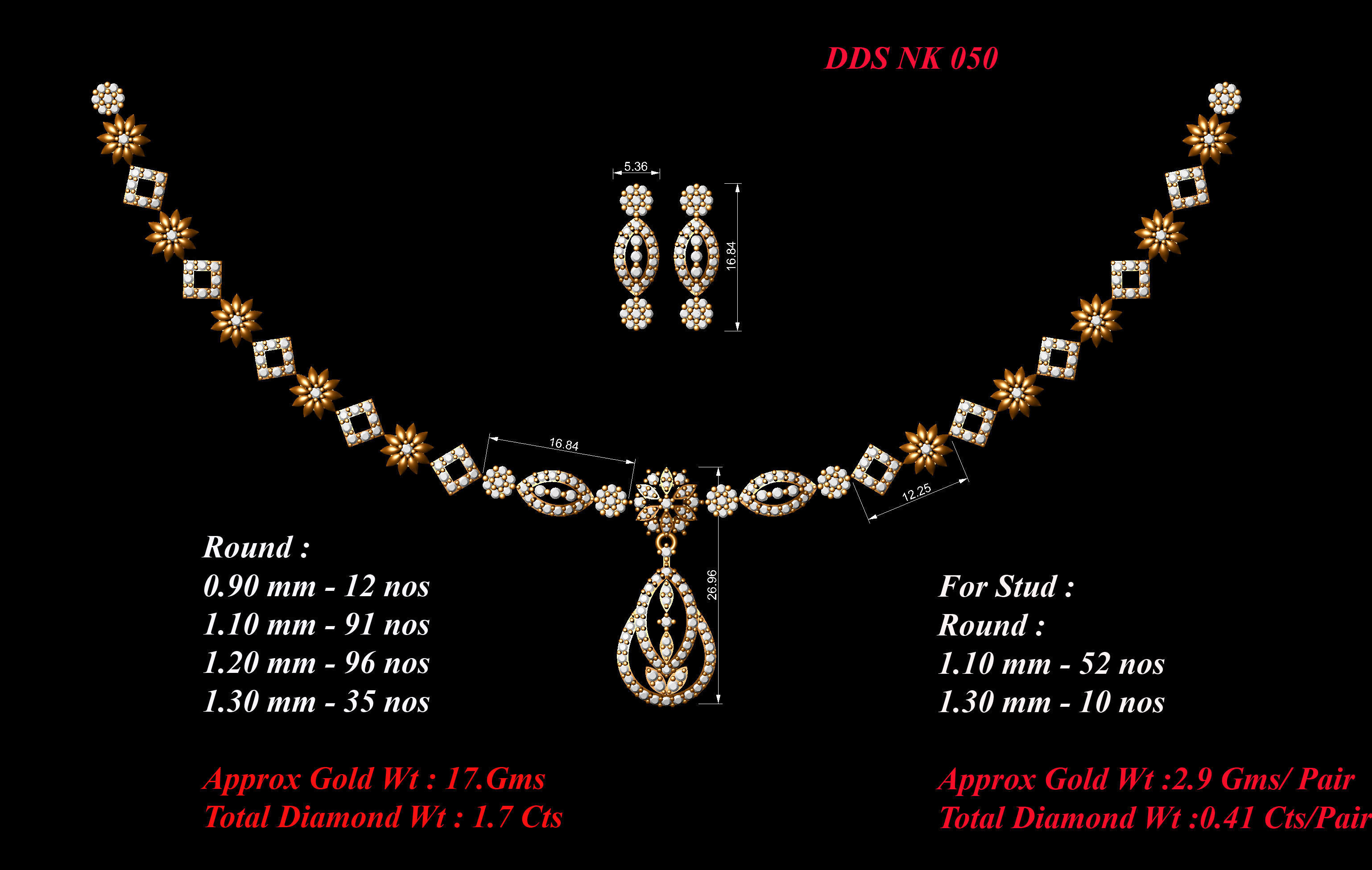 30 Women necklace-earrings set 3dm stl bulk collection  3D print model_5