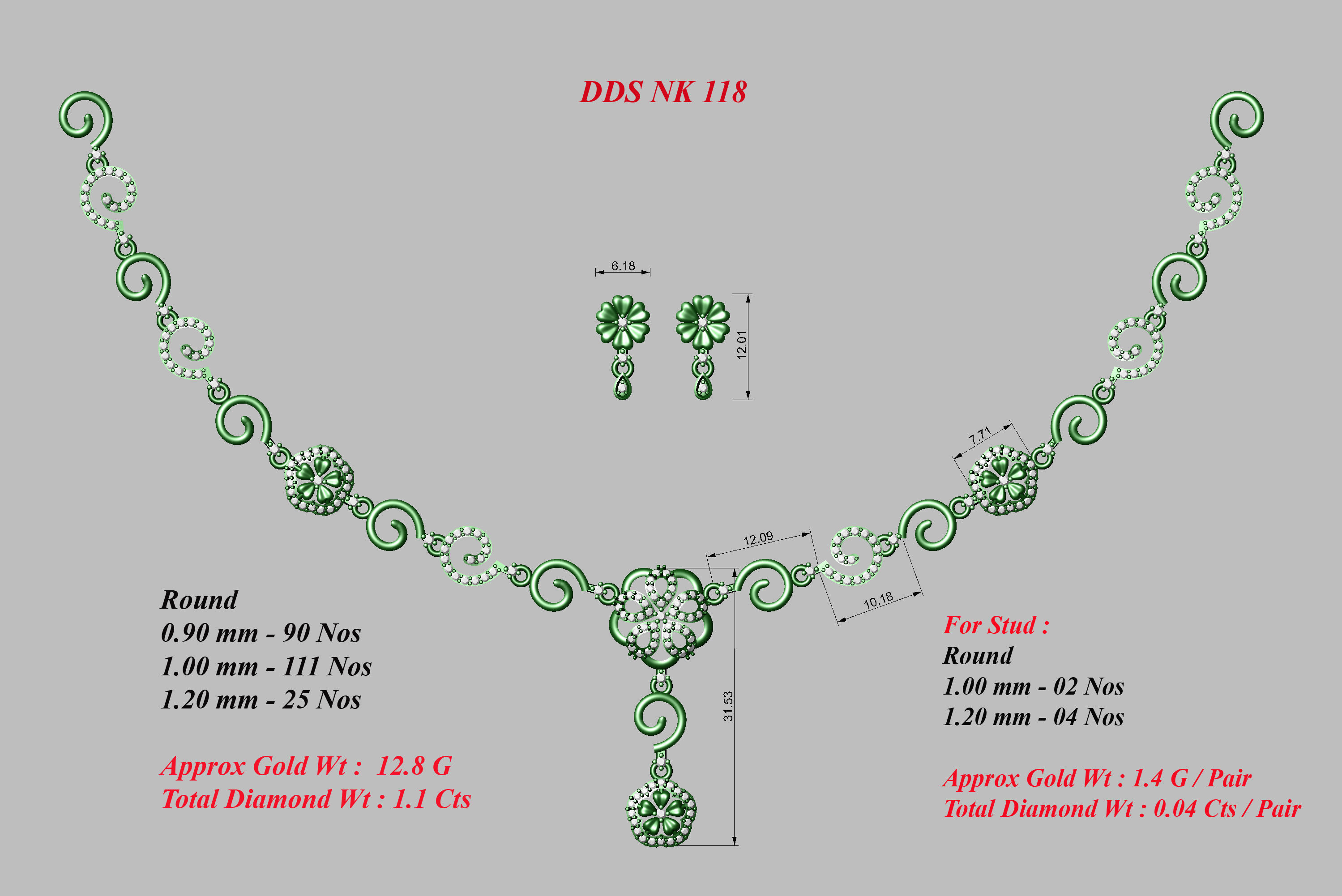 30 Women necklace-earrings set 3dm stl bulk collection  3D print model_40