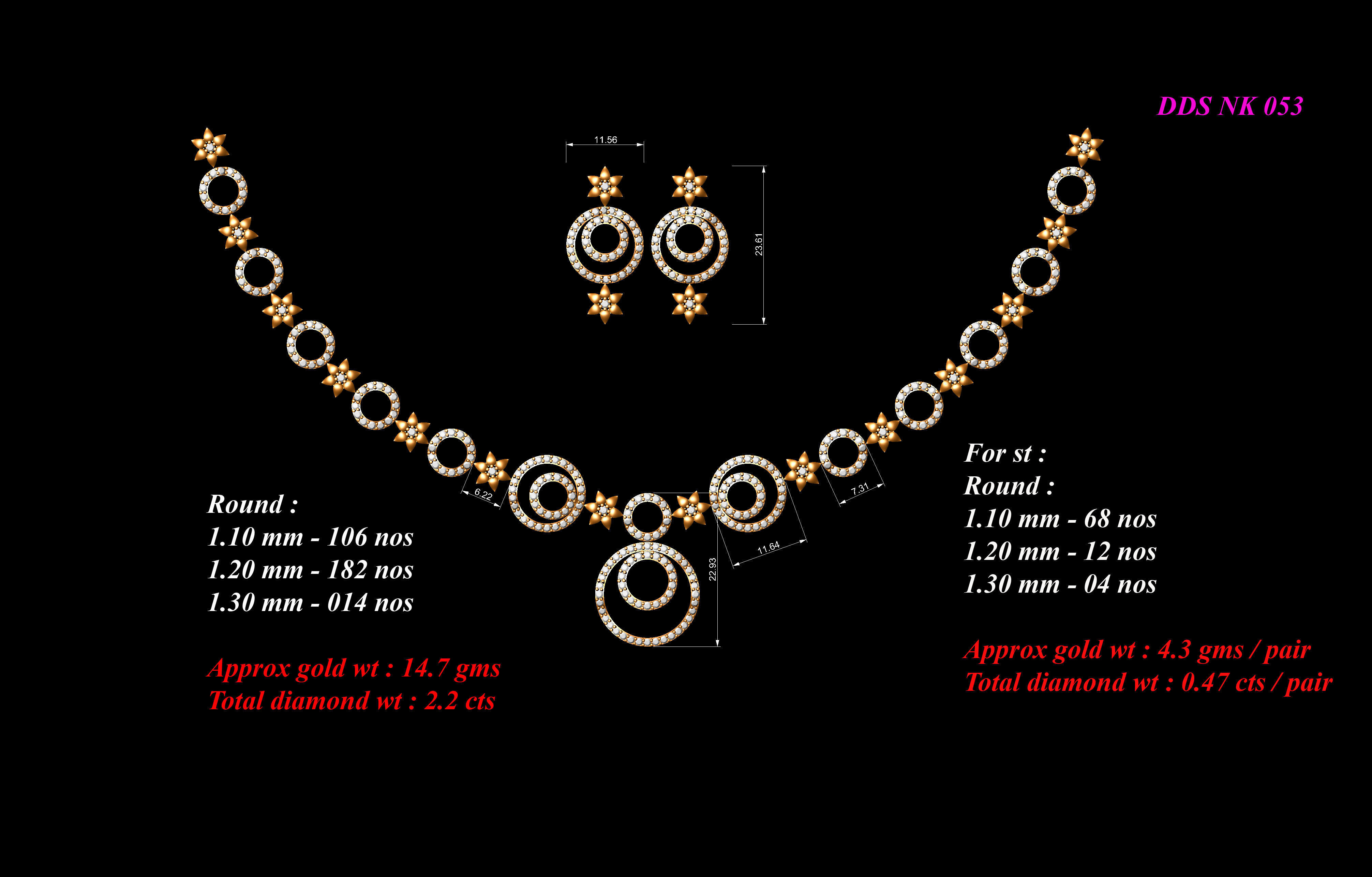 30 Women necklace-earrings set 3dm stl bulk collection  3D print model_8