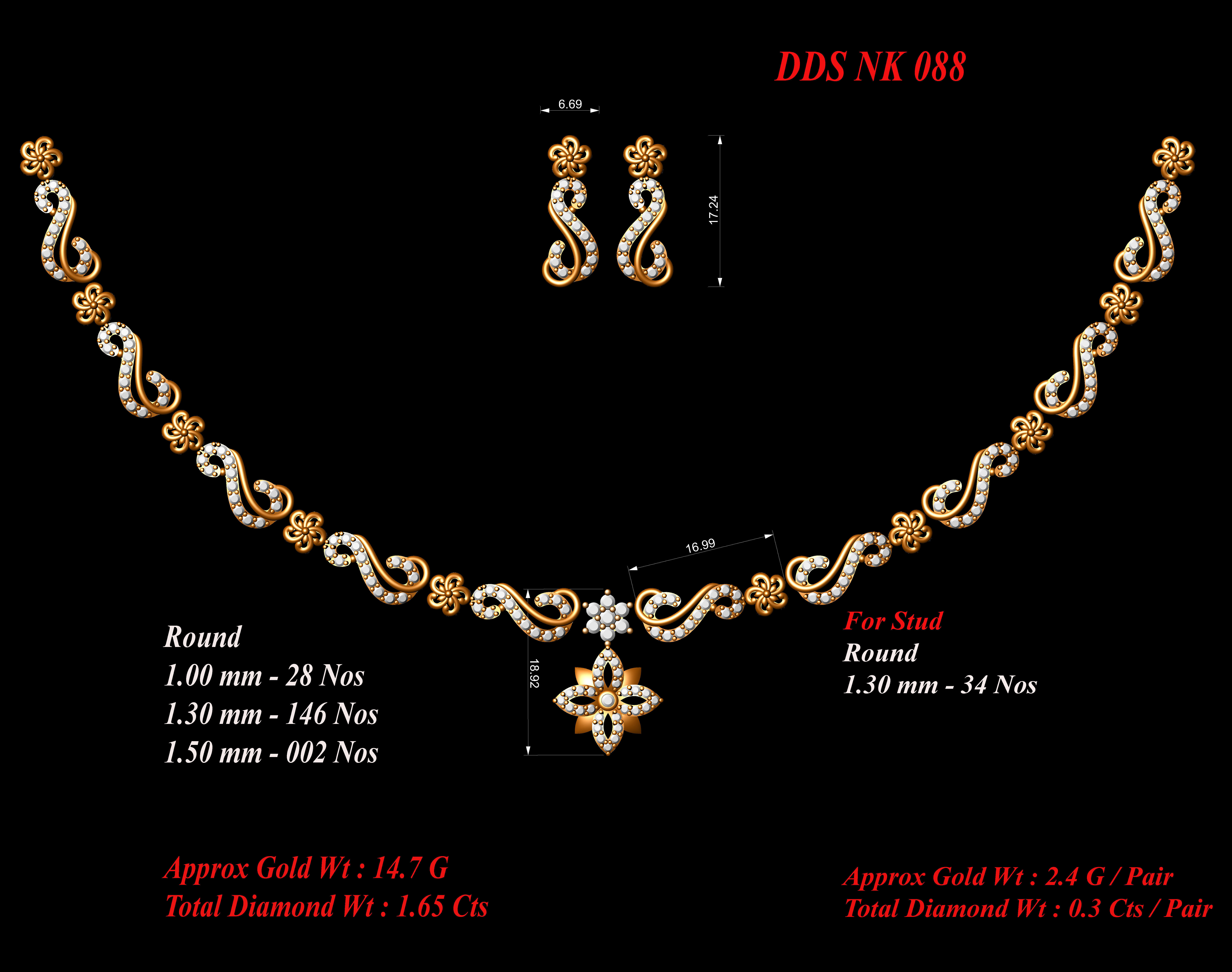 30 Women necklace-earrings set 3dm stl bulk collection  3D print model_37