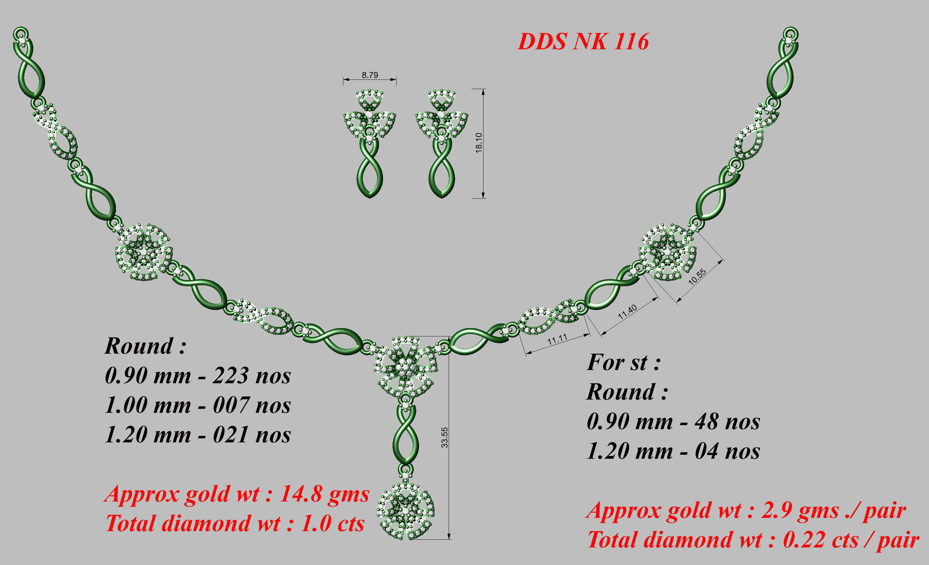 30 Women necklace-earrings set 3dm stl bulk collection  3D print model_38
