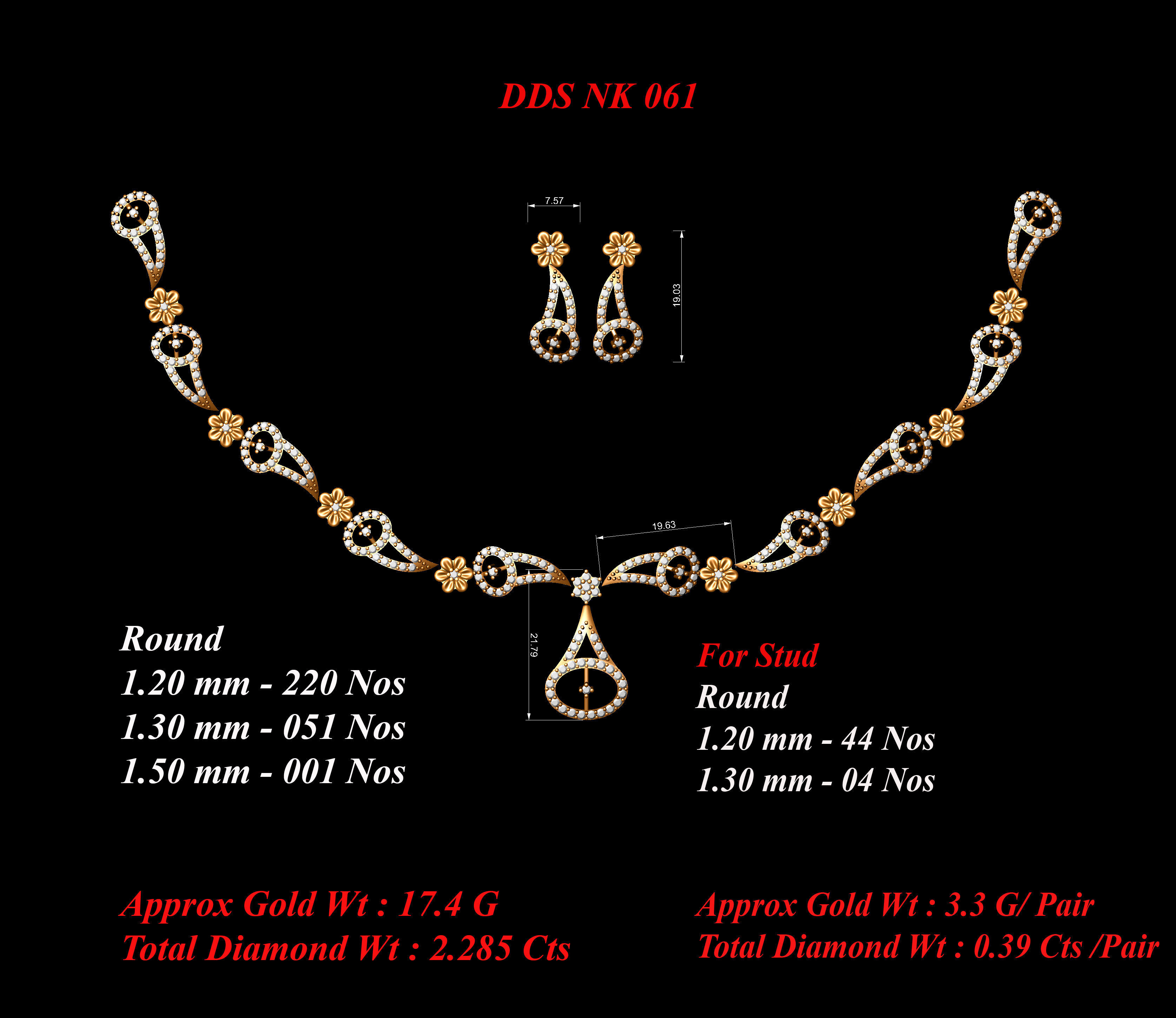 30 Women necklace-earrings set 3dm stl bulk collection  3D print model_14