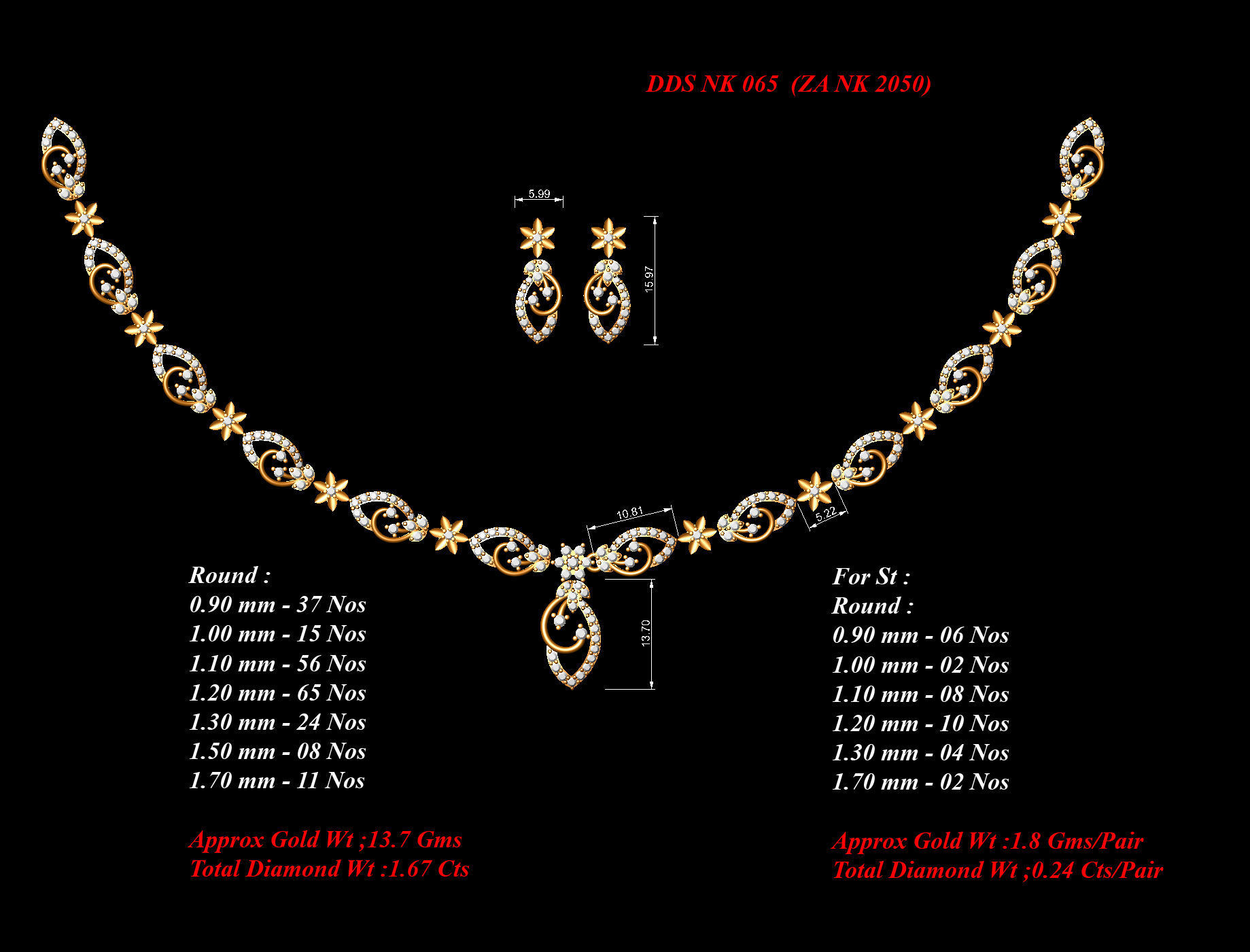 30 Women necklace-earrings set 3dm stl bulk collection  3D print model_17