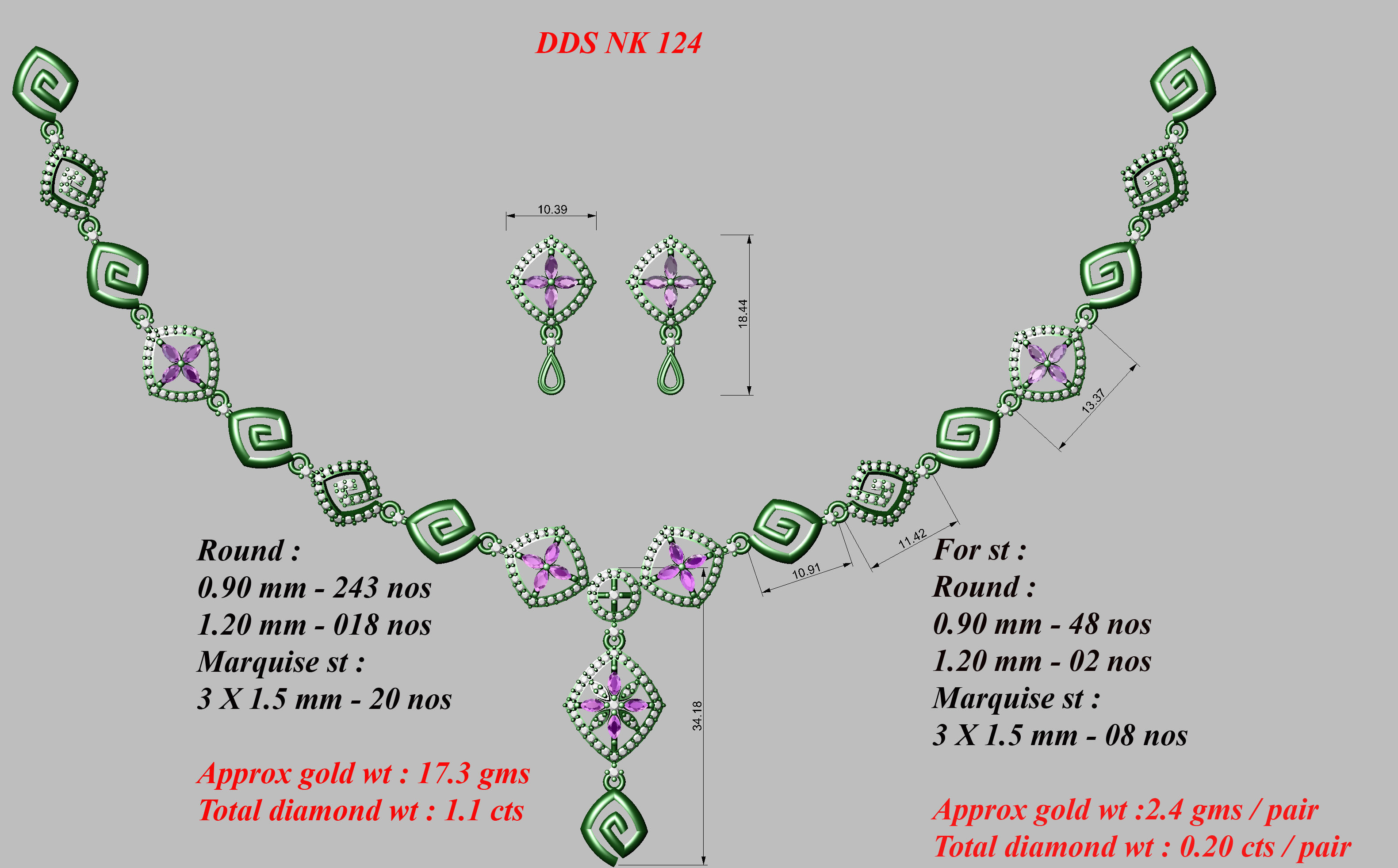 30 Women necklace-earrings set 3dm stl bulk collection  3D print model_46