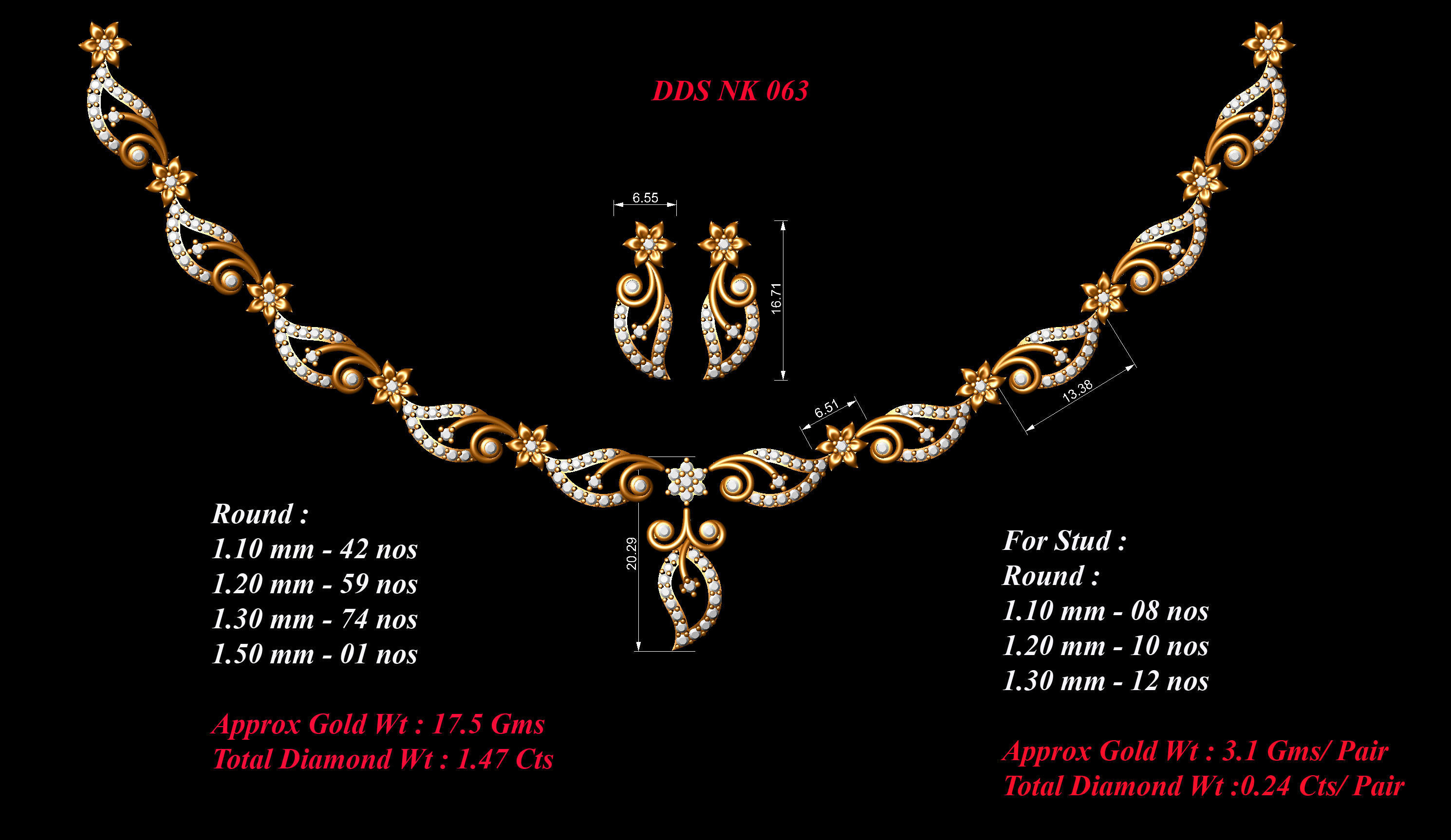 30 Women necklace-earrings set 3dm stl bulk collection  3D print model_15