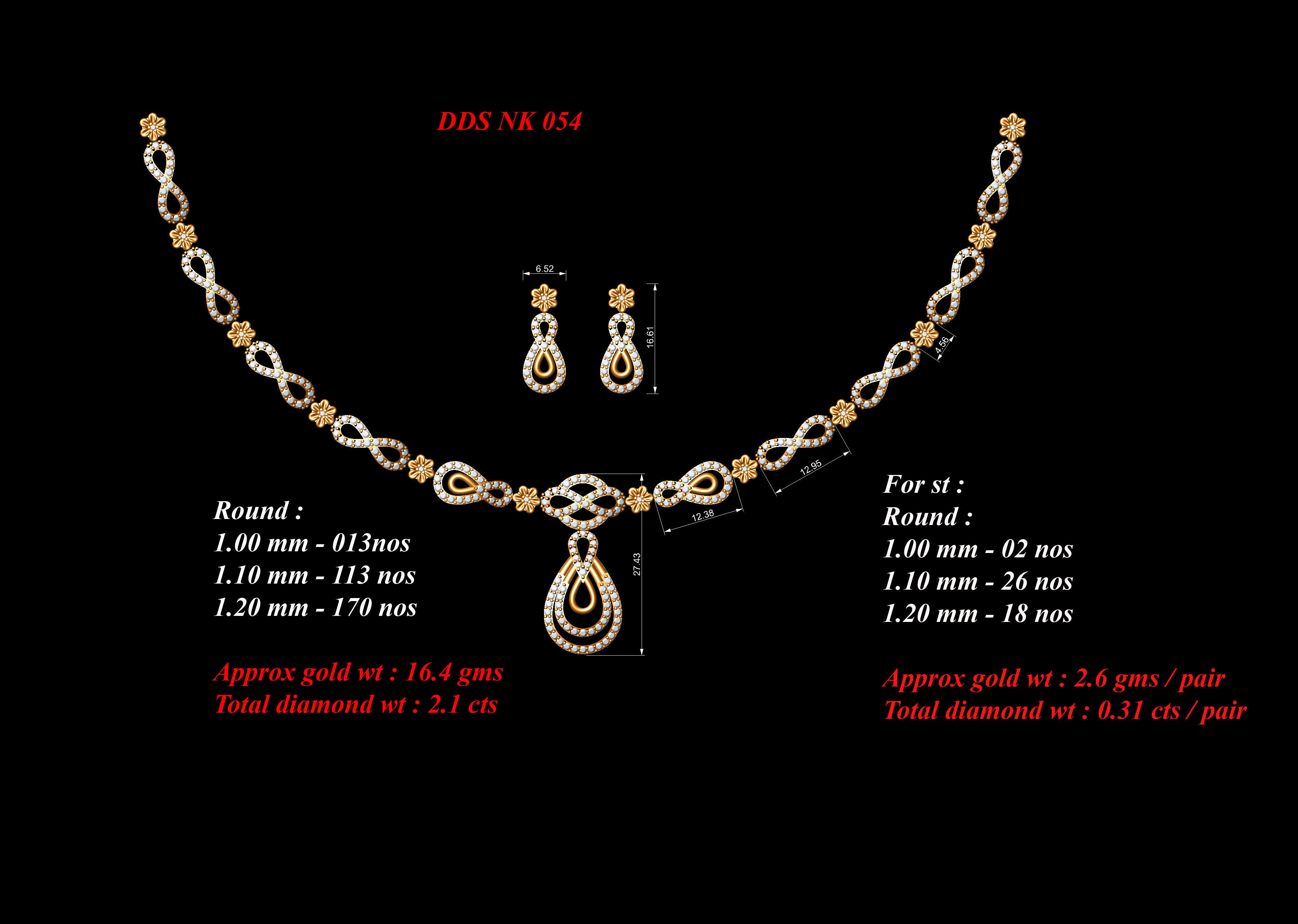 30 Women necklace-earrings set 3dm stl bulk collection  3D print model_9