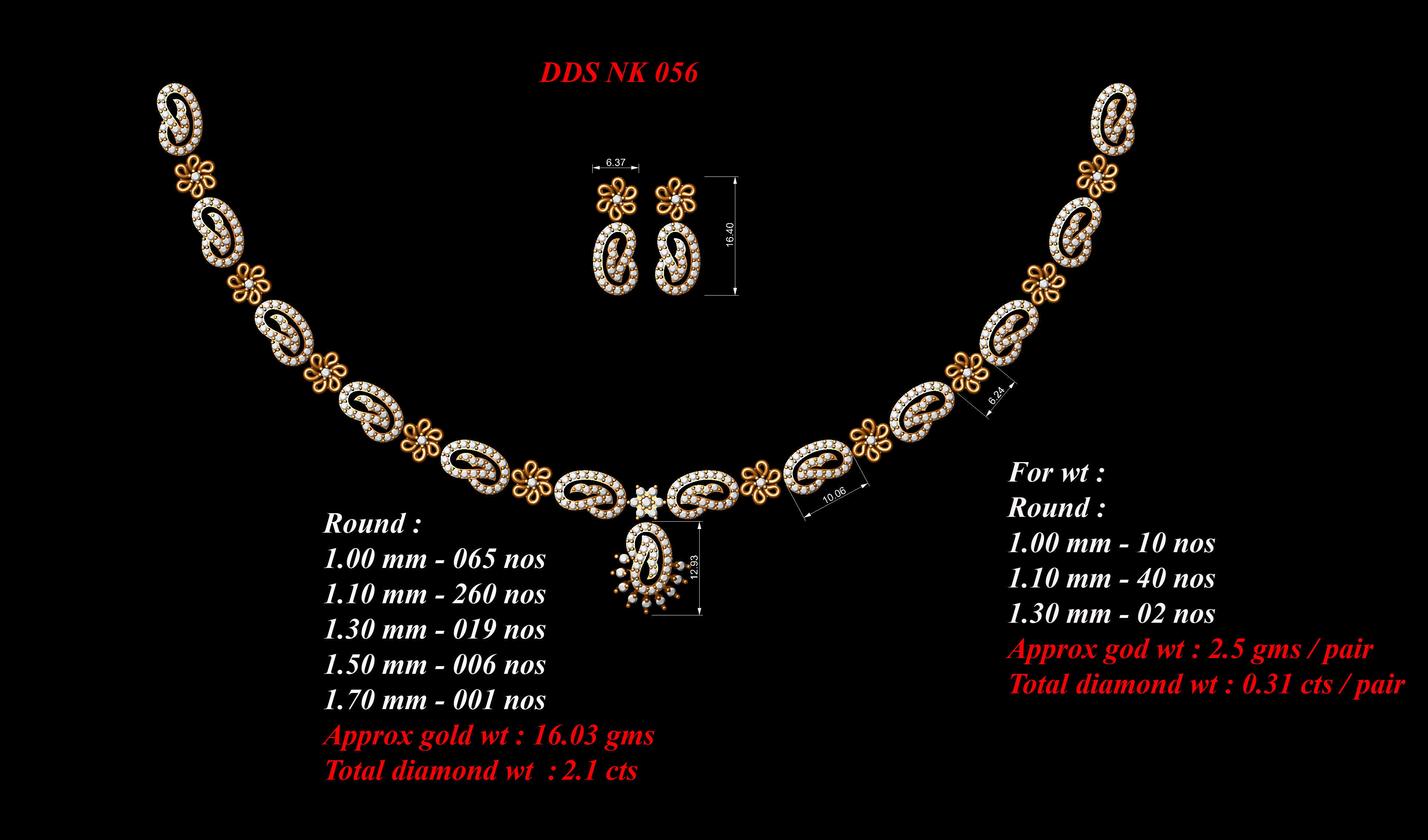 30 Women necklace-earrings set 3dm stl bulk collection  3D print model_10