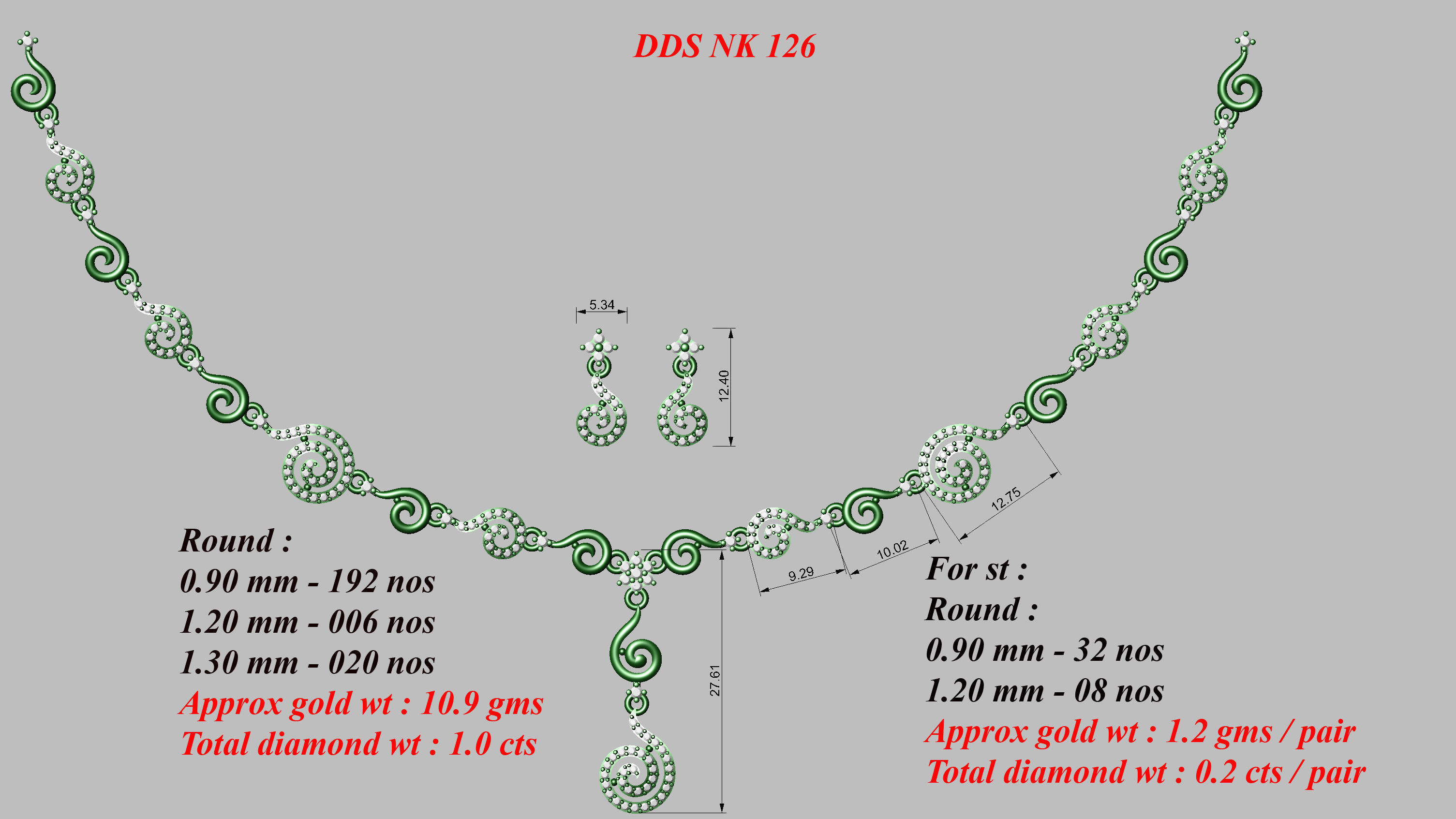 30 Women necklace-earrings set 3dm stl bulk collection  3D print model_48