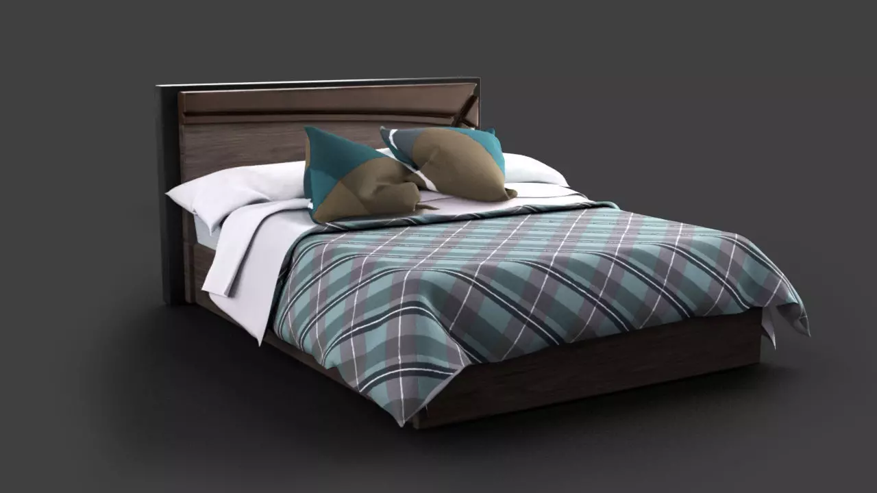 Bed Corona C4D 3D model_0