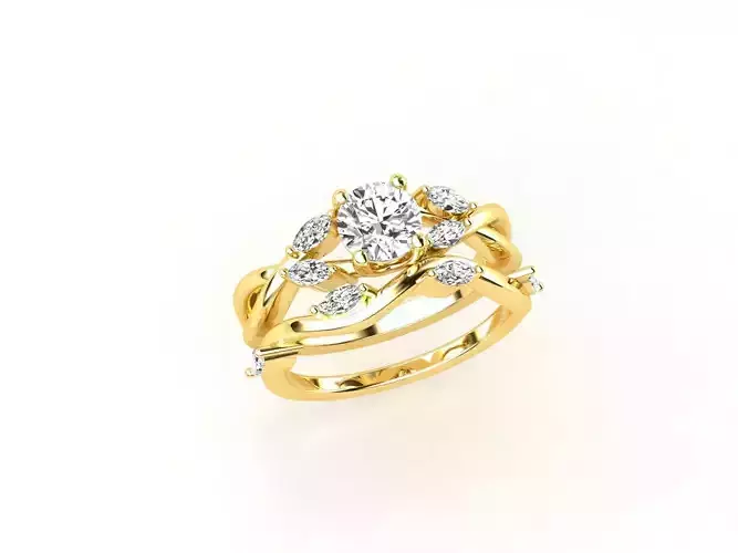 R00017 gold engagement ring with diamonds