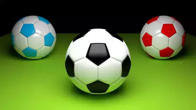 Black Blue Red Soccer Balls 3D model