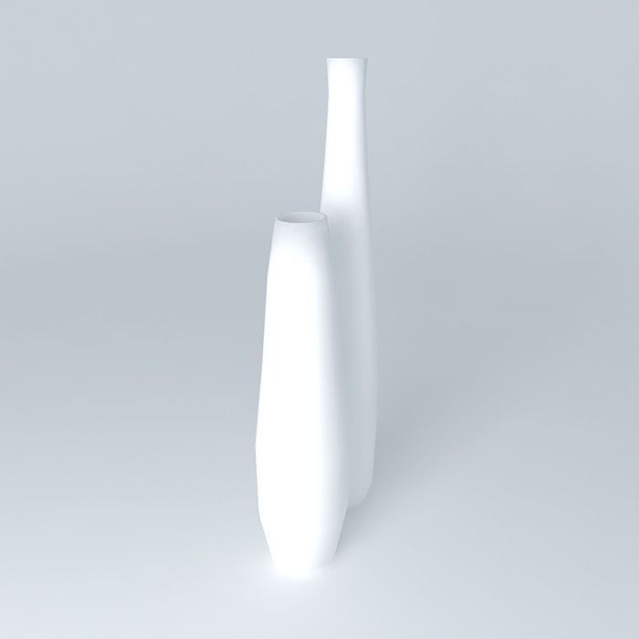 Pair of white vases Free 3D model_1