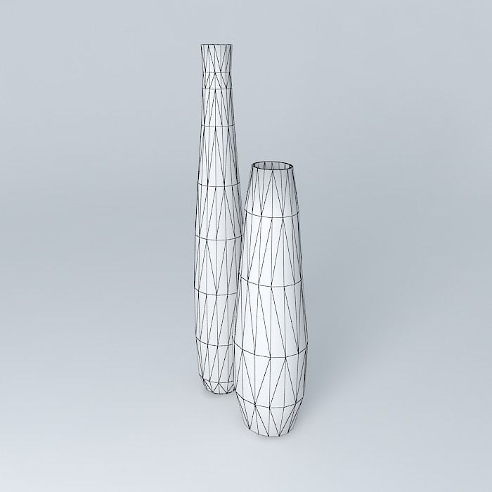 Pair of white vases Free 3D model_4
