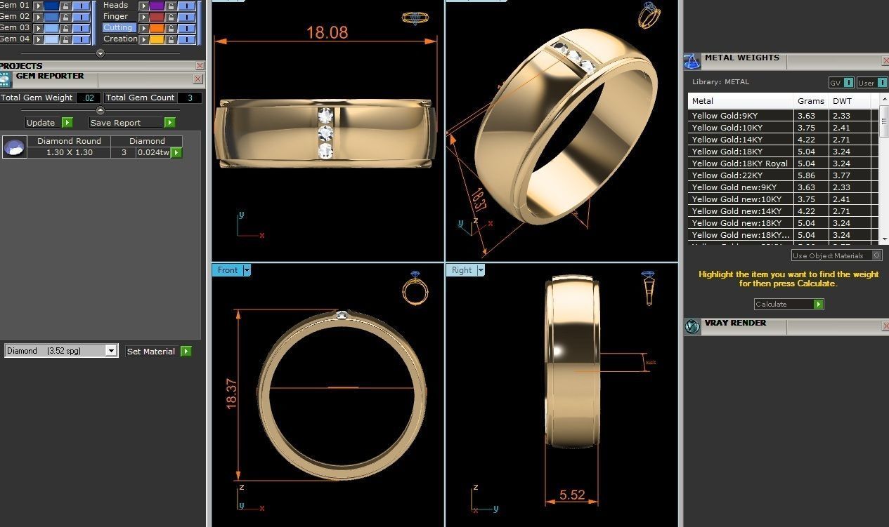 Women Band Ring 3dm render detail 3D print model_4