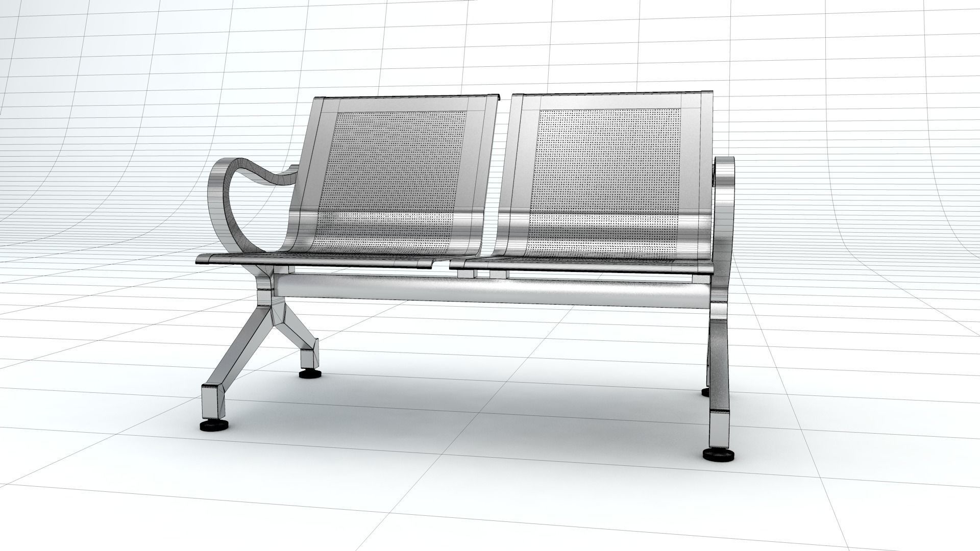 Two Set Waiting Chairs 3D Model 3D model_8