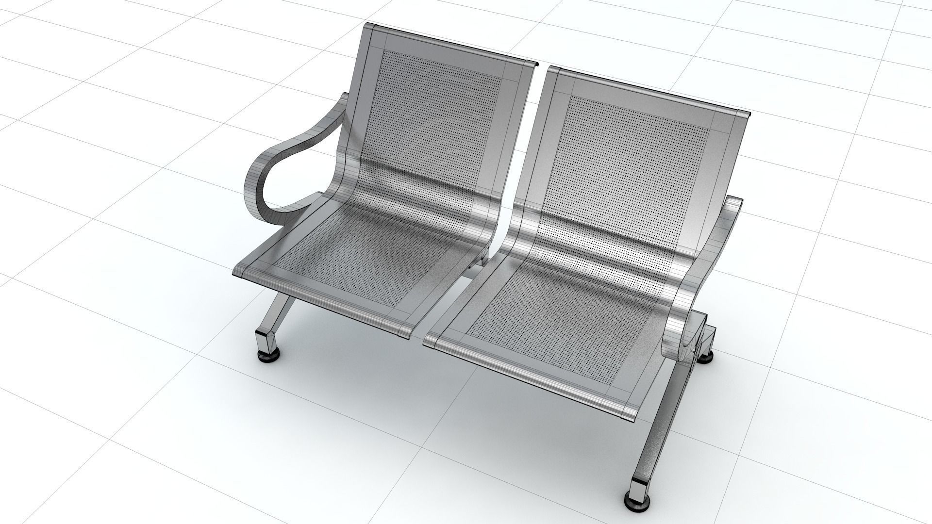 Two Set Waiting Chairs 3D Model 3D model_10