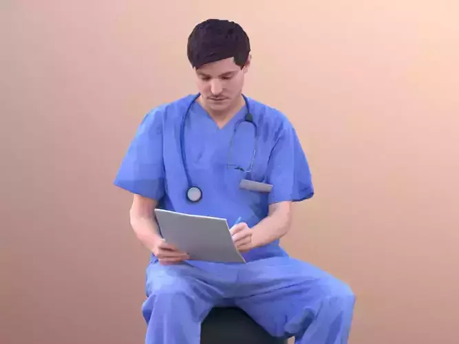 Andy 10494 - Sitting Doctor Low-poly 3D model