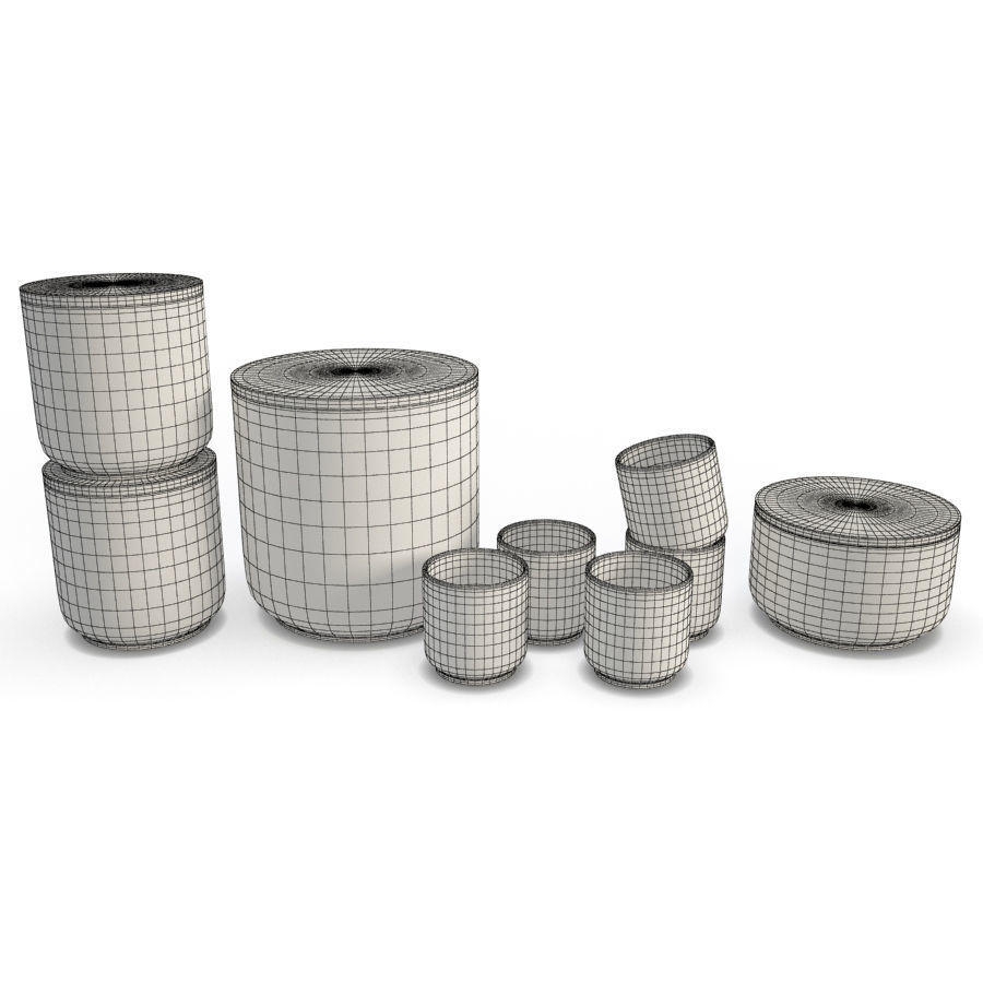 Decoration Cups and Boxes Tableware 3D model_1