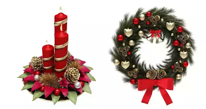 Wreath and candle christmas set
