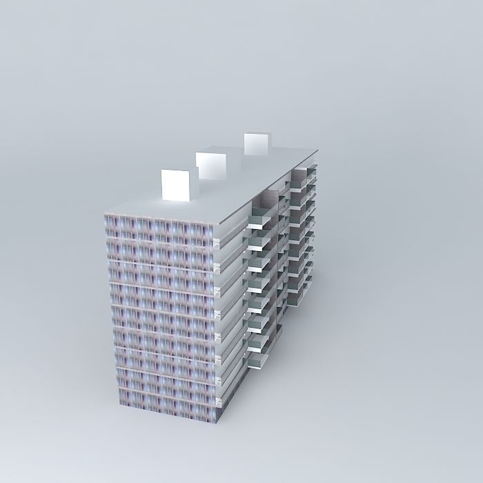 Maassluis Merellaan portiekflat Free 3D model_1