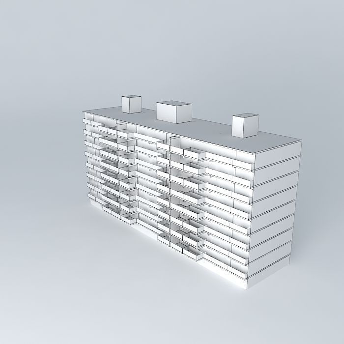 Maassluis Merellaan portiekflat Free 3D model_3