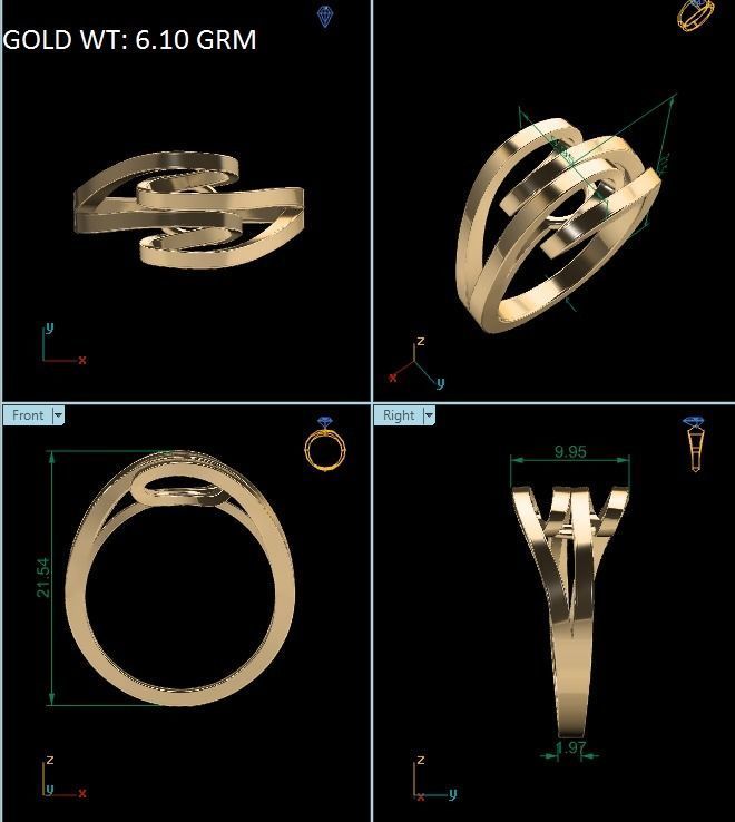 Women Ring 3dm render detail 3D print model_8