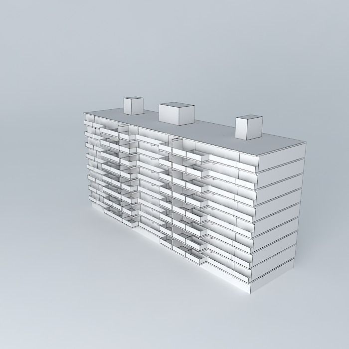 Maassluis Merellaan portiekflat Free 3D model_3