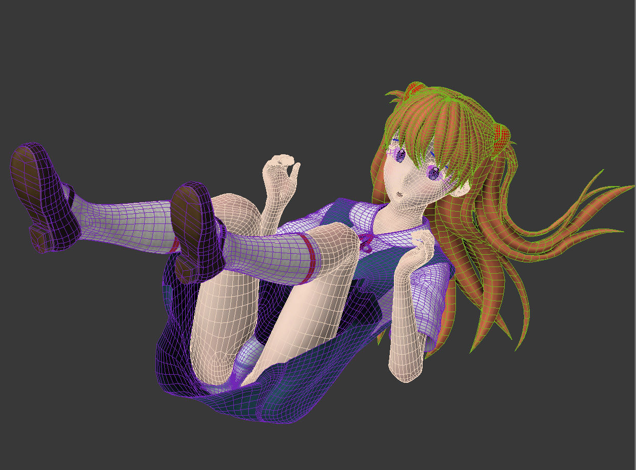 Asuka Langley Soryu anime girl pose 02 3D model_22