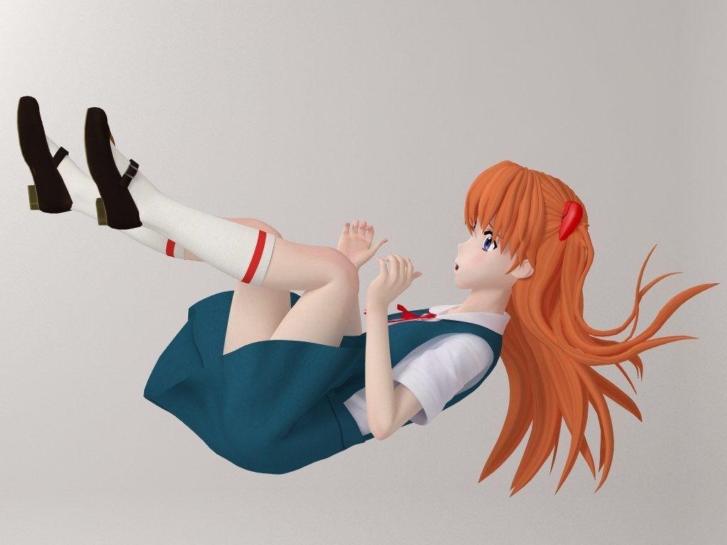 Asuka Langley Soryu anime girl pose 02 3D model_15