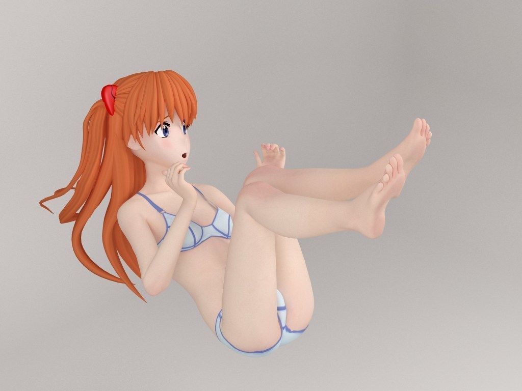 Asuka Langley Soryu anime girl pose 02 3D model_13
