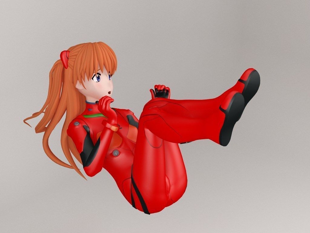 Asuka Langley Soryu anime girl pose 02 3D model_11